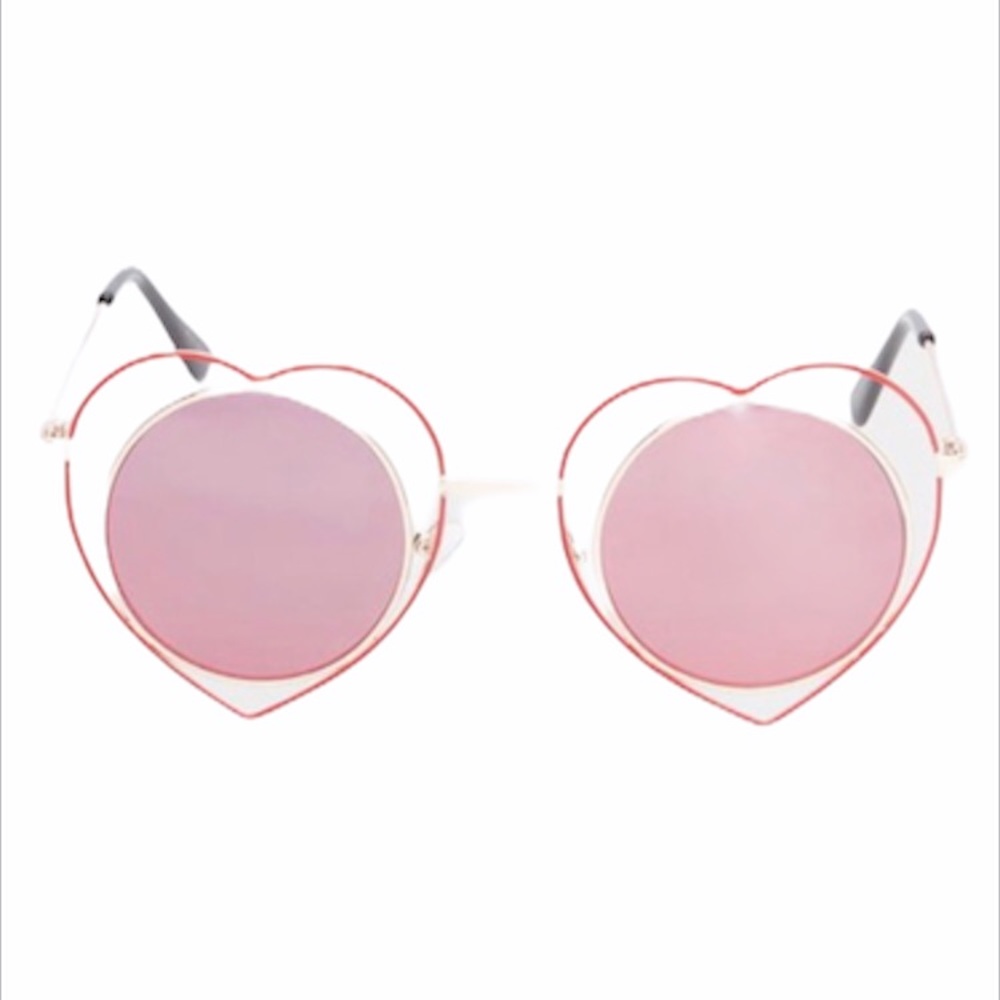 Betsey Johnson Heart Rimmed Sunglasses, Red, Gold